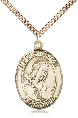 14kt Gold Filled Saint Philomena Medal Catholic Jewelry Engraved Catholic Saint Jewelry