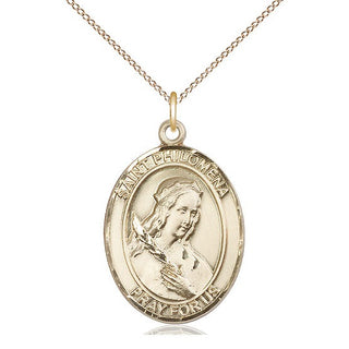 14kt Gold Saint Philomena Medal Engraved Catholic Saint Jewelry