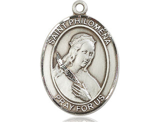 Pewter Saint Philomena Medal Engraved Catholic Saint Jewelry