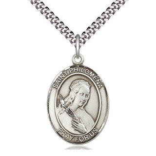 Sterling Silver Saint Philomena Medal Catholic Jewelry Engraved Catholic Saint Jewelry