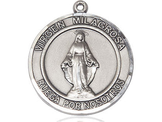 Pewter Virgen Milagrosa Medal Engraved Catholic Saint Jewelry