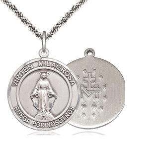 Sterling Silver Virgen Milagrosa Medal Catholic Jewelry