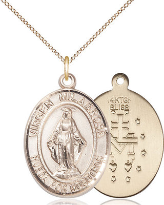 14kt Gold Filled Virgen Milagrosa Medal Catholic Jewelry