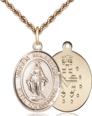 14kt Gold Filled Virgen Milagrosa Medal Catholic Jewelry