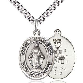 Pewter Virgen Milagrosa Medal Catholic Jewelry