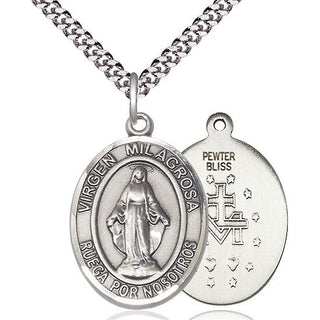 Pewter Virgen Milagrosa Medal Catholic Jewelry