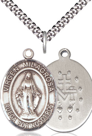 Sterling Silver Virgen Milagrosa Medal Catholic Jewelry