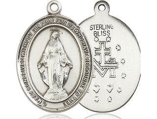 Pewter Miraculous Pendant on an 24-inch Light Rhodium Heavy Curb Chain