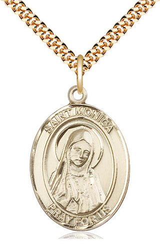 14kt Gold Filled Saint Monica Medal Catholic Jewelry Engraved Catholic Saint Jewelry