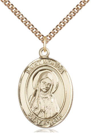 14kt Gold Filled Saint Monica Medal Catholic Jewelry Engraved Catholic Saint Jewelry