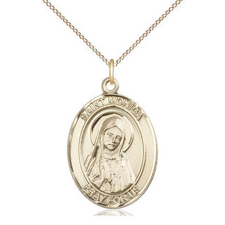14kt Gold Saint Monica Medal Engraved Catholic Saint Jewelry