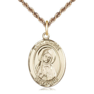 14kt Gold Saint Monica Medal Engraved Catholic Saint Jewelry