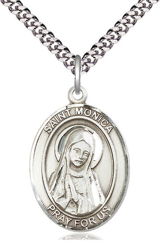 Pewter Saint Monica Medal Catholic Jewelry Engraved Catholic Saint Jewelry