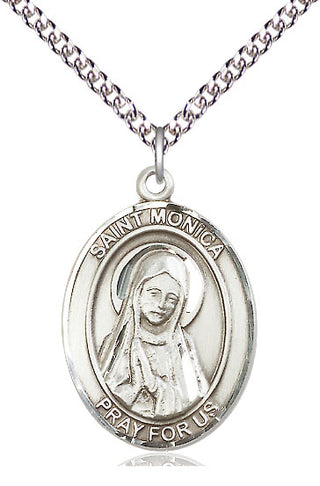 Sterling Silver Saint Monica Medal Catholic Jewelry Engraved Catholic Saint Jewelry