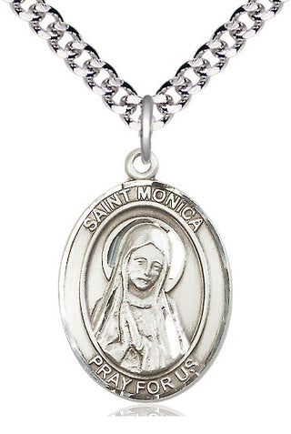 Sterling Silver Saint Monica Medal Catholic Jewelry Engraved Catholic Saint Jewelry