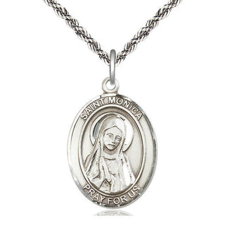 Sterling Silver Saint Monica Medal Catholic Jewelry Engraved Catholic Saint Jewelry