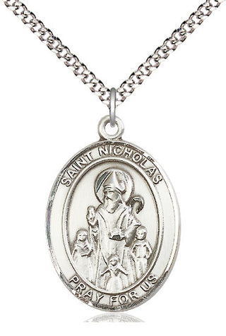 Pewter Saint Nicholas Medal Catholic Jewelry Engraved Catholic Saint Jewelry