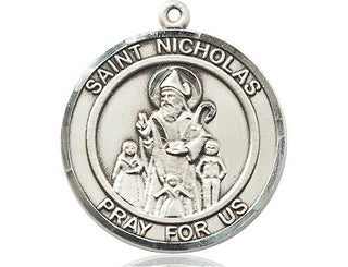 Sterling Silver Saint Nicholas Medal Catholic Jewelry Engraved Catholic Saint Jewelry
