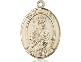 14kt Gold Filled Saint Louis Medal Engraved Catholic Saint Jewelry
