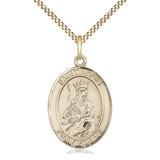 14kt Gold Filled Saint Louis Medal Catholic Jewelry Engraved Catholic Saint Jewelry
