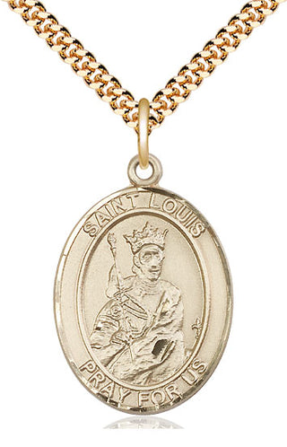 14kt Gold Filled Saint Louis Medal Catholic Jewelry Engraved Catholic Saint Jewelry