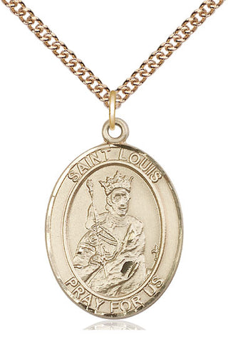 14kt Gold Filled Saint Louis Medal Catholic Jewelry Engraved Catholic Saint Jewelry