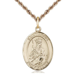 14kt Gold Filled Saint Louis Medal Catholic Jewelry Engraved Catholic Saint Jewelry