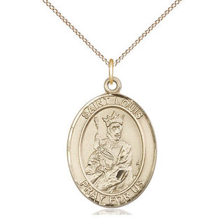 14kt Gold Saint Louis Medal Engraved Catholic Saint Jewelry