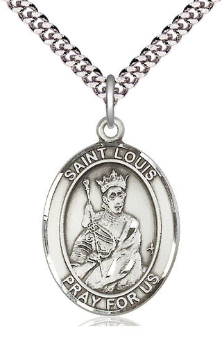 Pewter Saint Louis Medal Catholic Jewelry Engraved Catholic Saint Jewelry