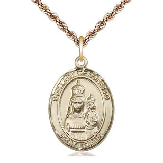 14kt Gold Filled Our Lady of Loretto Medal Catholic Jewelry Engraved Catholic Saint Jewelry