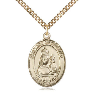 14kt Gold Our Lady of Loretto Medal Engraved Catholic Saint Jewelry
