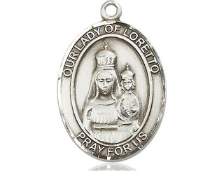 Pewter Our Lady of Loretto Medal Engraved Catholic Saint Jewelry