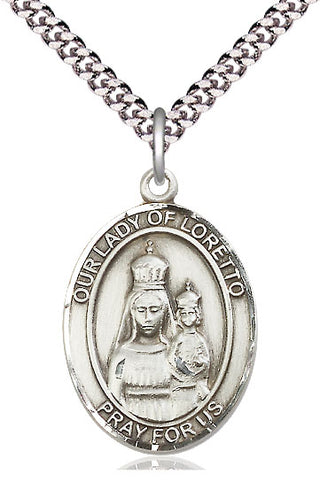 Sterling Silver Our Lady of Loretto Medal Catholic Jewelry Engraved Catholic Saint Jewelry