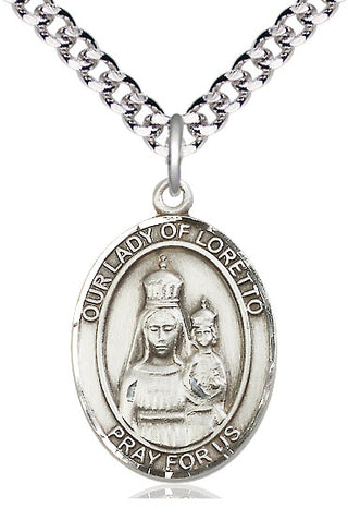 Sterling Silver Our Lady of Loretto Medal Catholic Jewelry Engraved Catholic Saint Jewelry