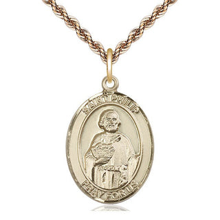 14kt Gold Filled Saint Philip the Apostle Medal Catholic Jewelry Engraved Catholic Saint Jewelry