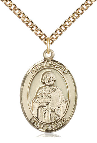 14kt Gold Saint Philip the Apostle Medal Engraved Catholic Saint Jewelry