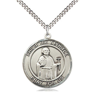 Pewter Philip the Apostle Medal Catholic Jewelry Engraved Catholic Saint Jewelry