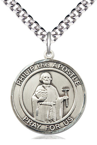 Sterling Silver Philip the Apostle Medal Catholic Jewelry Engraved Catholic Saint Jewelry
