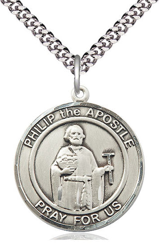 Sterling Silver Philip the Apostle Medal Catholic Jewelry Engraved Catholic Saint Jewelry