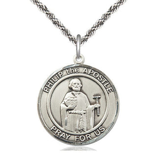 Sterling Silver Philip the Apostle Medal Catholic Jewelry Engraved Catholic Saint Jewelry