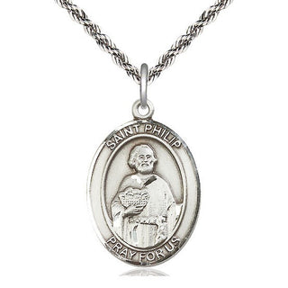 Sterling Silver Saint Philip the Apostle Medal Catholic Jewelry Engraved Catholic Saint Jewelry