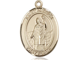 14kt Gold Filled Saint Patrick Medal Engraved Catholic Saint Jewelry