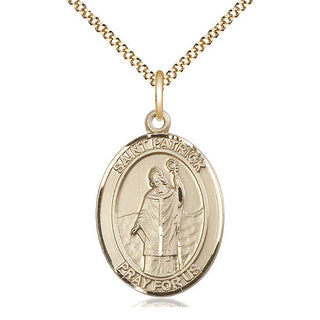 14kt Gold Filled Saint Patrick Medal Catholic Jewelry Engraved Catholic Saint Jewelry