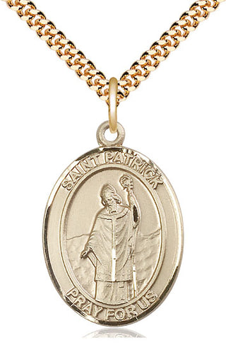 14kt Gold Filled Saint Patrick Medal Catholic Jewelry Engraved Catholic Saint Jewelry