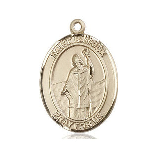 14kt Gold Saint Patrick Medal Engraved Catholic Saint Jewelry