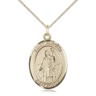 14kt Gold Saint Patrick Medal Engraved Catholic Saint Jewelry