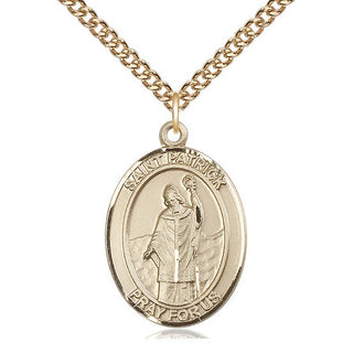 14kt Gold Saint Patrick Medal Engraved Catholic Saint Jewelry