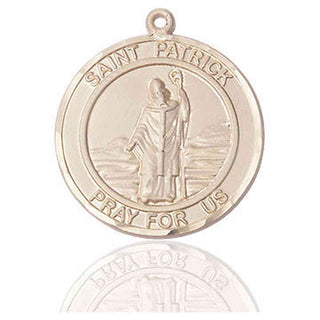 14kt Gold Filled Saint Patrick Medal Engraved Catholic Saint Jewelry