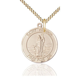 14kt Gold Filled Saint Patrick Medal Catholic Jewelry Engraved Catholic Saint Jewelry