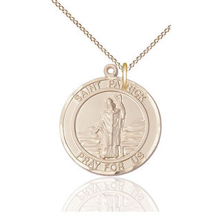 14kt Gold Filled Saint Patrick Medal Catholic Jewelry Engraved Catholic Saint Jewelry